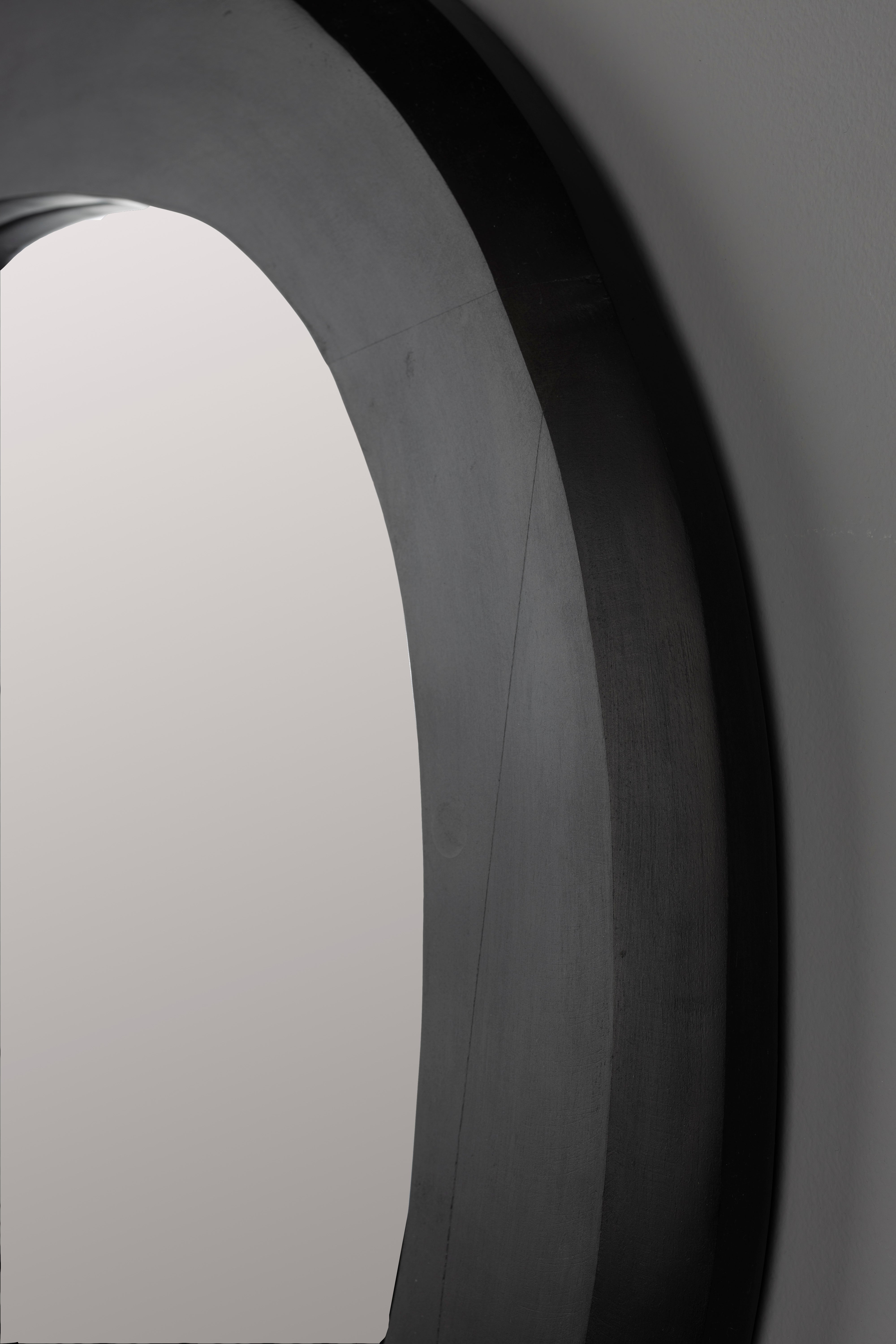 Dutchbone Aren Organic Black Wood Wall Mirror Large